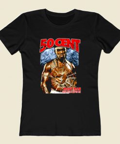 50 Cent Many Man Black Rapper 80s Womens T shirt