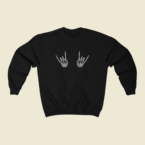 Skeleton Hand Rock Sweatshirt Street Style