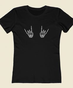 Skeleton Hand Rock Women T Shirt Style