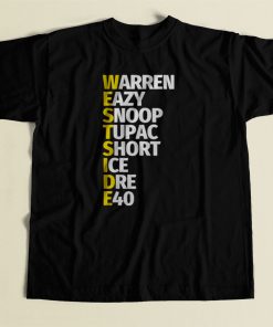 Westside Rap Tupac Dre E40 Snoop 80s Mens T Shirt