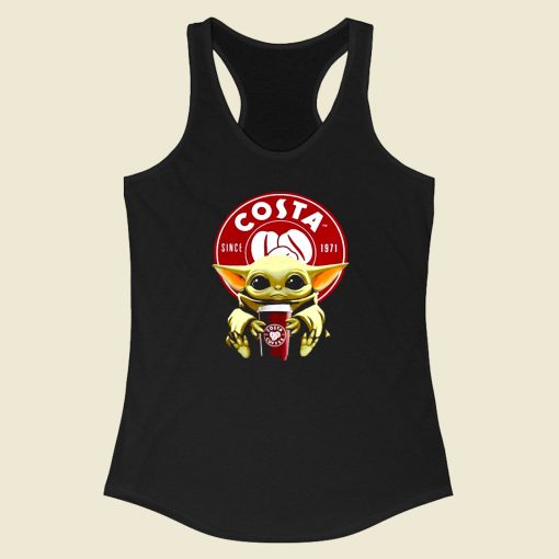 Baby Yoda Hug Costa Coffee Racerback Tank Top Style