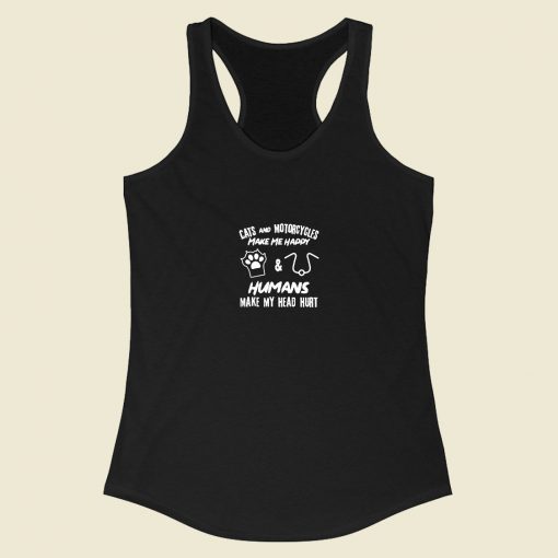 Cats And Motorcycles Make Me Happy Racerback Tank Top Style