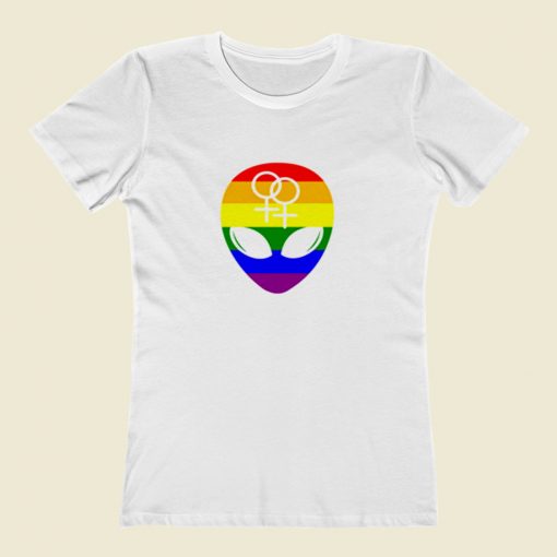 Gay Pride Flag Alien Women T Shirt Style