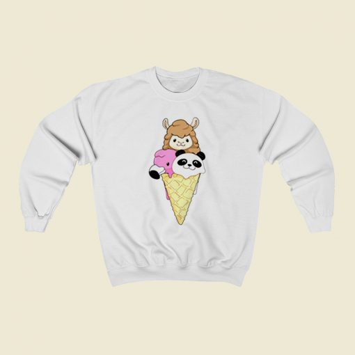 Kids Funny Ice Cream Flamingo Panda Llama Icecream Christmas Sweatshirt Style