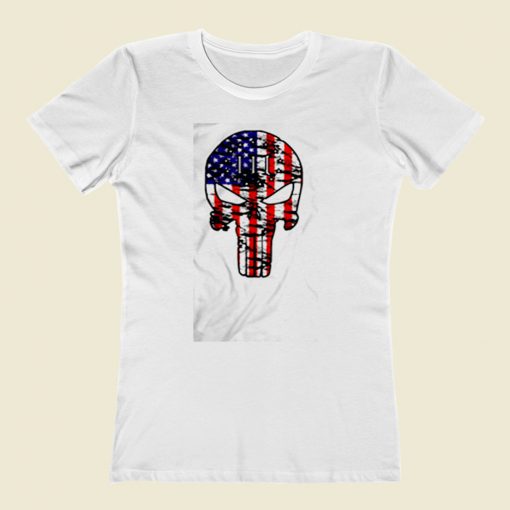 Skull American Flag Women T Shirt Style
