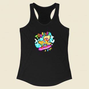Funny Tubaler A Duck Surfing Racerback Tank Top