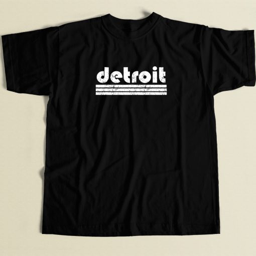 Detroit Retro Three Stripe Weathered T Shirt Style