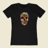 Floral Skull 80s Retro T Shirt Style