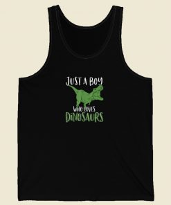 Just A Boy Who Loves Dinosaurs 80s Retro Tank Top