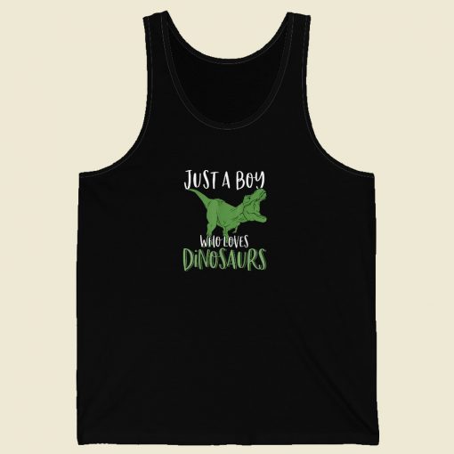Just A Boy Who Loves Dinosaurs 80s Retro Tank Top