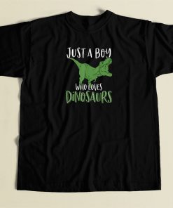 Just A Boy Who Loves Dinosaurs 80s Retro T Shirt Style