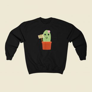 Cactus Free Hugs Funny 80s Sweatshirt Style