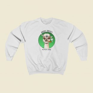 Funny Alpaca Say Wanna Smoke 80s Sweatshirt Style
