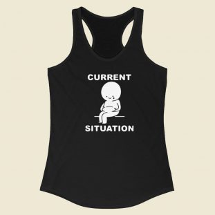 Funny Current Situation Fat 80s Racerback Tank Top