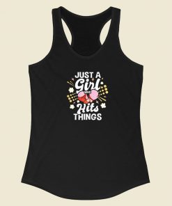 Just A Girl Who Hits Things 80s Racerback Tank Top