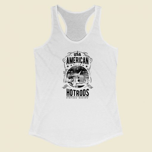 Usa American Hot Rods Vintage 80s Racerback Tank Top