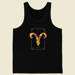 Floral Zodiac Sign Aries 80s Tank Top