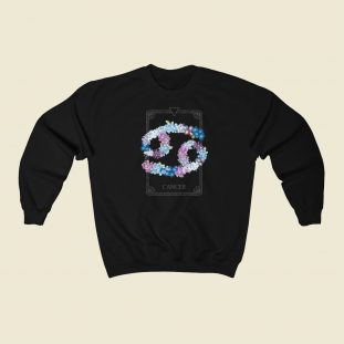 Floral Zodiac Sign Cancer 80s Sweatshirts Style