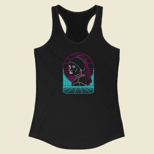 Girl With A Neon Earring 80s Racerback Tank Top