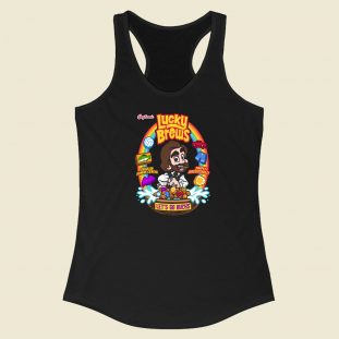 Funny Lucky Brews Cereal 80s Racerback Tank Top