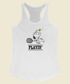 Snoopy Playing Tennis Racerback Tank Top